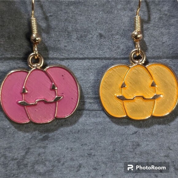 Fall Colorful Pumpkin Earrings - Picture 2 of 5